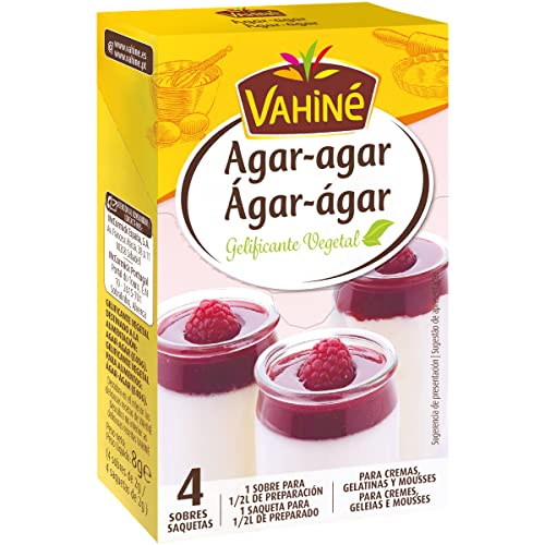 VAHINÉ - Pastelería - Gelificante Vegetal En Polvo - Para Panna Cotta, Mousse, Cremas - 4 sobres de 2g