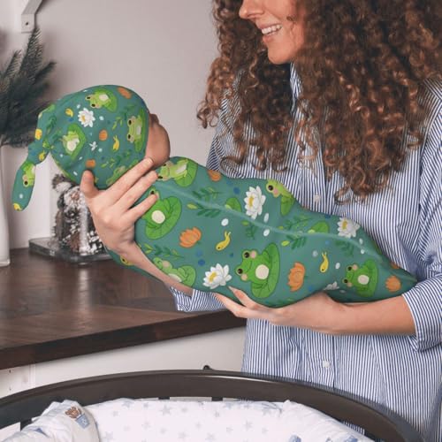 Image of Frog Swaddle Blanket with Hat for Baby, Frog Swaddling Baby Stuff