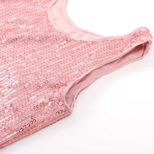 Image of Noomelfish Girls Sequin Tank Tops Sparkly Glitter Dance Sleeveless Shirt (5-12 Years)