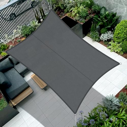 COOL AREA Sonnensegel Wasserdicht Rechteckig 3x5m Sonnenschutz UV Schutz Windschutz,Geeignet für Außenbereiche wie Garten und Balkone,Terrasse,Grau