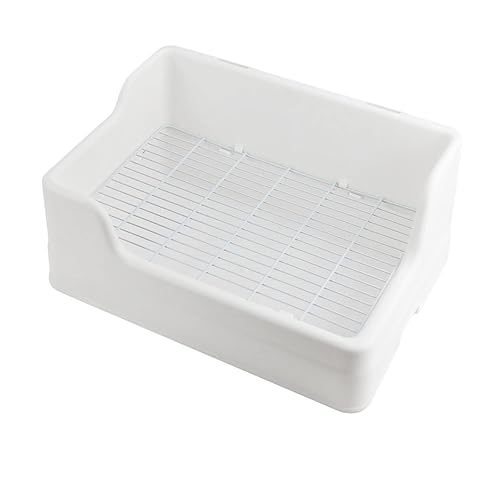 Homyl Bandeja Sanitaria para Conejos Caja de Arena Esquinera para Jaula con Rejilla Material Fácil de Limpiar…