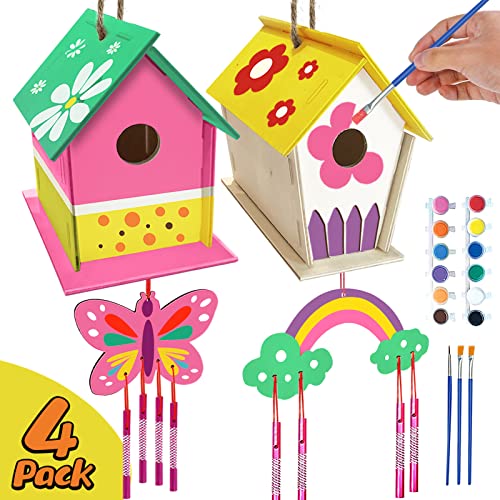 image for ORIENTAL CHERRY Crafts for Kids Ages 4-8 - 4 Pack DIY Bird House Wind 