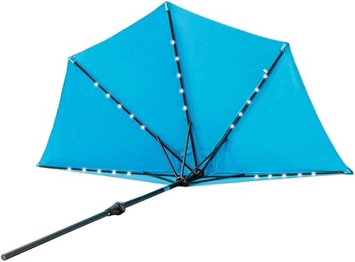 Miniatura 3 de FLAME&SHADE Paraguas de mesa de patio con energía solar de 9 pies para pared y balcón con luces LED e inclinación