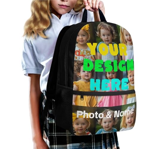 Custom Teens Backpack with Lunch Box Portable School Bags with Front Compartment Custom Name Photo Girls Bookbags with Pencil Case and Keychain for Elementary Middle School2