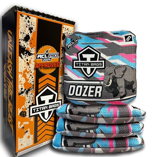 Titan Bags - Dozer Cornhole Bags - ACL PRO Approved Toss Bag, Professional Cornhole Bags, Bean Bag for Cornhole, Tossing Bags for Indoor and Outdoor Use, Suede Cloth Tournament Bean Bag (Fractal Pink)