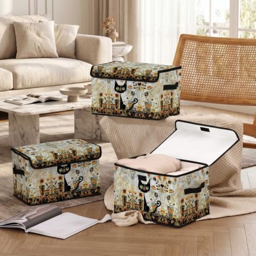 Image of Fabric Storage Bins with Lids,Under Bed Storage Containers 3Pack | Stackable Clothes Storage Bins with Lids,Closet Organizers Fabric Box for Home and Office,Blanket Clothes Organizers