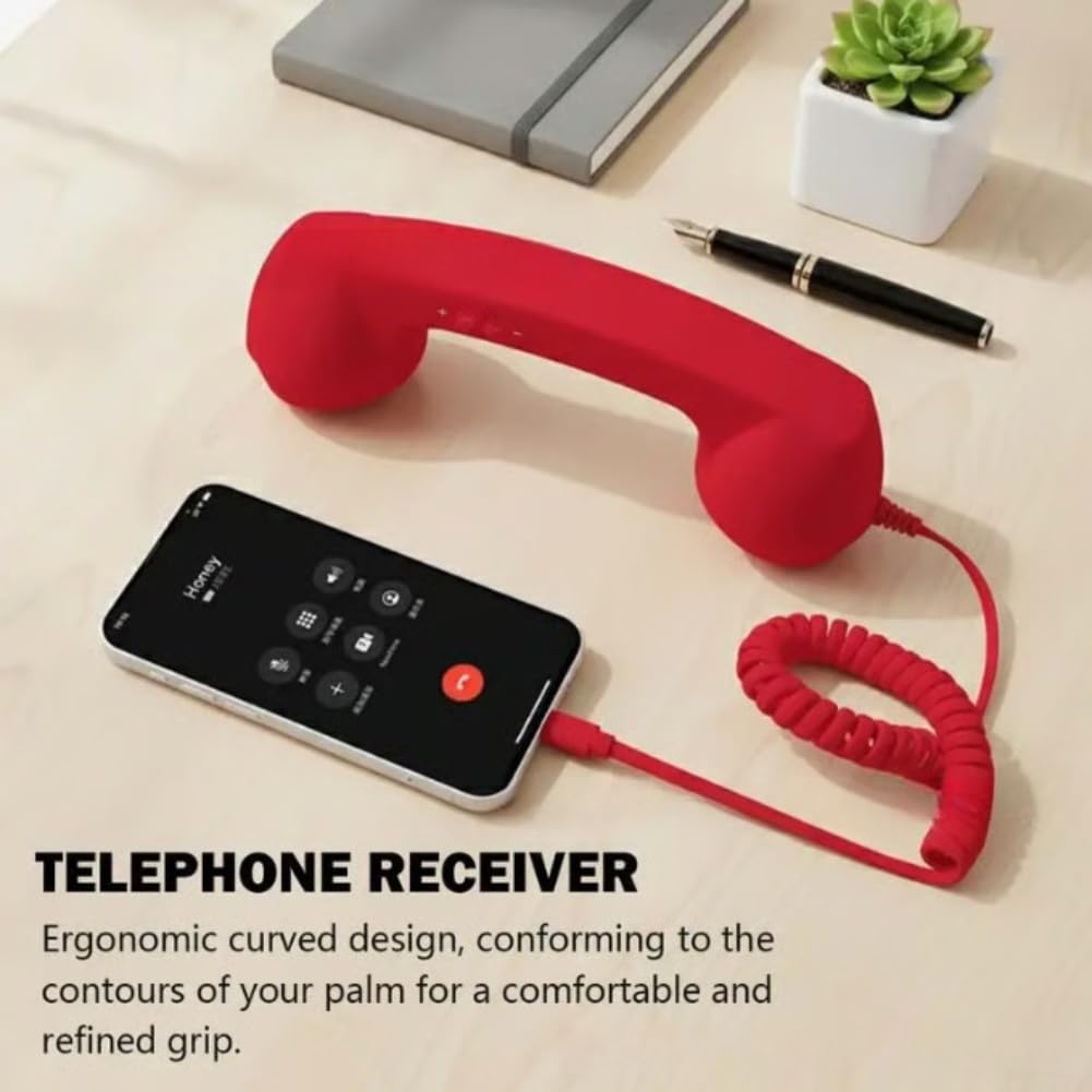 Jotekonoby Combiné téléphonique filaire de type C - Récepteur de style fixe - Compatible avec smartphones et tablettes - Haut-parleur haute fidélité pour des appels clairs - 5