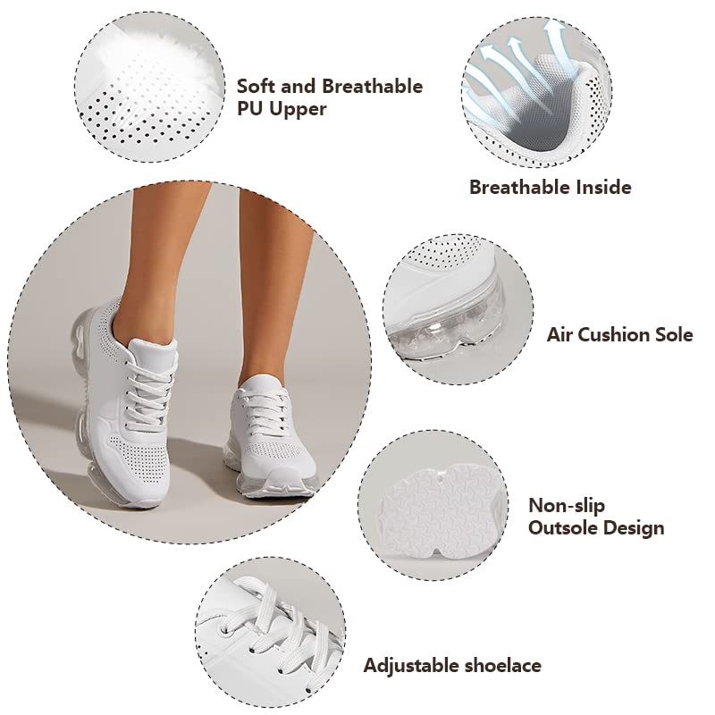 Image of LUCKY STEP Women Air Cushion Fashion Sneakers Breathable Casual Comfortable Lightweight Walking Shoes