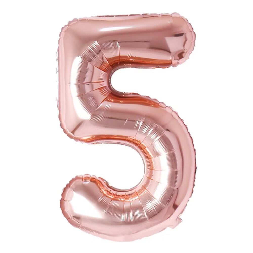 Number 5 Balloon Rosegolden Numbers Balloons 5 Birthday Party Foil Balloon 5 Deco Anniversary-100cm — image 1