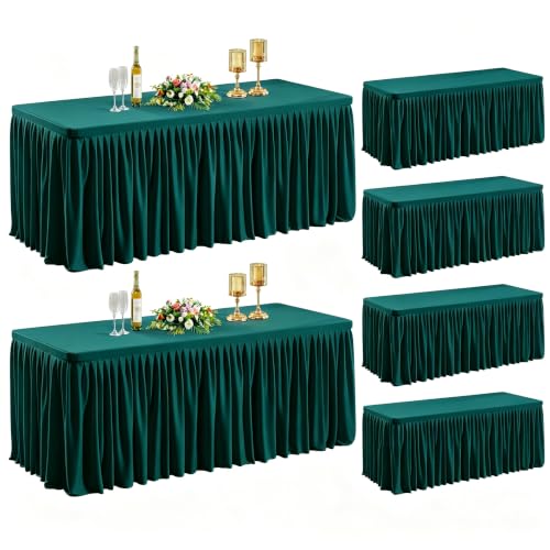 6-Pack Hunter Green Rectangle Tablecloth for 6 Foot Table - 6ft Table Cover