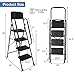 4 Step Ladder with Handrails & Attachable Tool Bag, 330 lbs Folding Step Stool Ladder, Wide Non-Slip Pedal for Kitchen Pantry Home Office, Black