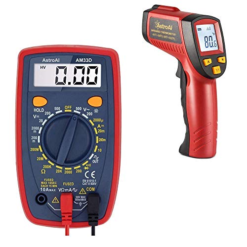 AstroAI Digital Multimeter & Digital Laser Infrared Thermometer, 380 Non-contact Temperature Gun -58?~716? (-50??380?)