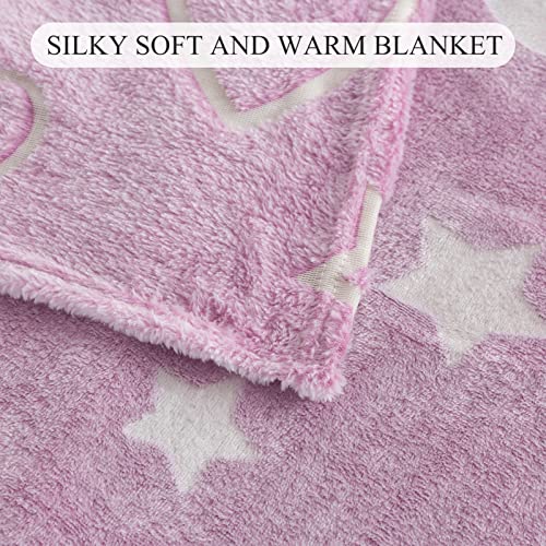 Cottebed Glow In The Dark Blankets For Girls Pink Fleece Flannel Throw Blanket Kids Gift Star Heart Blanket Children Fun Present Birthday Easter Christmas 50X60 #TOP5