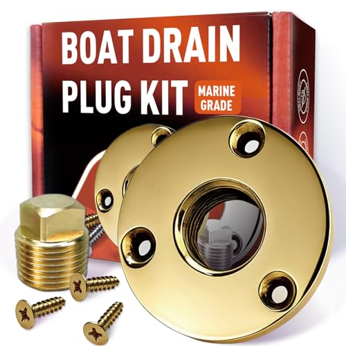 Solid Brass Boat Drain Plug Kit Boat Plugs 1/2 Inch Fits Most Boat Hulls