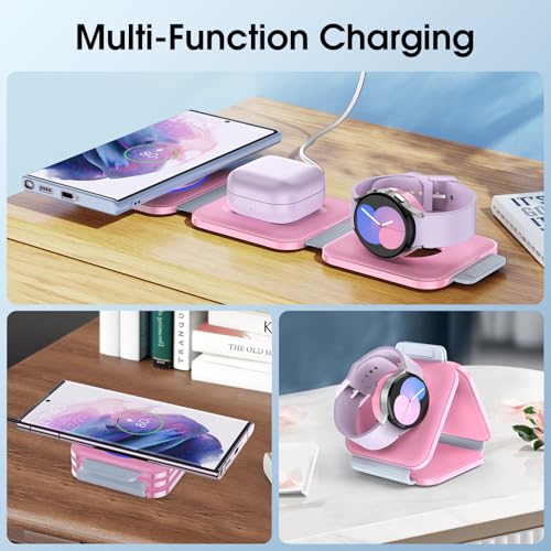 Lopuion GY-Z12S-1 Pocket Wireless Charger For Samsung Android Phone, Fast Foldable Travel Wireless Charging Station Stand Compatible For Samsung Galaxy Watch 7/Buds Pro 3/For Samsung S24/S23 Ultra/S22/Z Flip 6/5 Fold 6 thumb #5