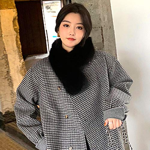 Women Fashion Solid Color Faux Fox Fur Scarf Collar Winter Soft Warm Neck Warmer Wrap Black3