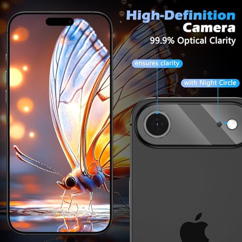 Image of CLITZ 2 Pack Tempered Glass Camera Lens Protector Compatible with iPhone 17 Air - Scratch-Resistant, Anti-Fingerprint, Easy Installation, Full Coverage Lens Protection