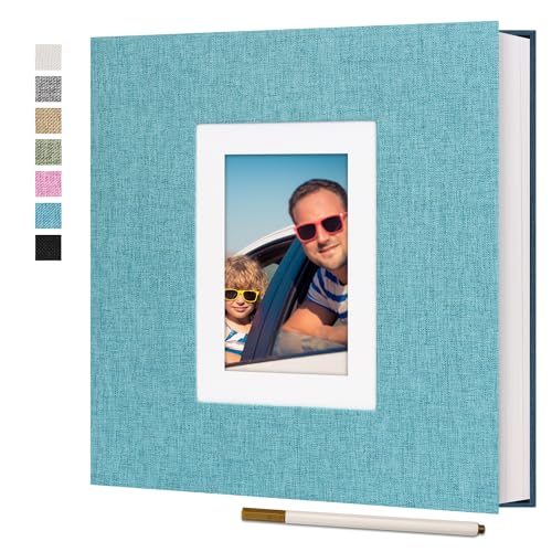 Vienrose Album Photo Scrapbooking Adhesif pour Photos 10x15, 13x18, 18x24 cm - Couverture Lin 40 Pages Vierges - Livre Mémoire DIY Mariage, Bébé, Voyage...