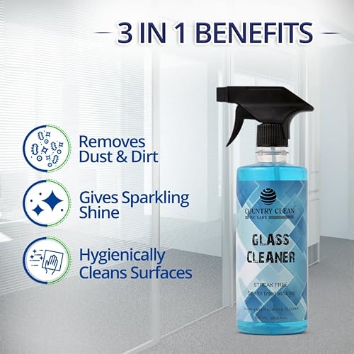 Image of Glass Cleaner Spray- 500 ml, Round Bottle Car Glass Cleaner Liquid and All Surface Solution for Car, Kitchen and Home Surfaces with microfiber cloth