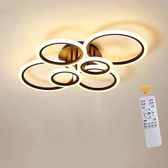 LED Ceiling Light Living Room Metal Lighting Dimmable With Remote Control Ring Ceiling Light Acrylic Pendant Light For Bedroom Study Children's Room Eye Protection Chandelier,White,6 Ringe - View #12