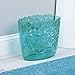 mDesign Plastic Slim Oval 2 Gallon Trash Can Wastebasket Garbage Bin - Decorative Themed Basket for Bathroom, Bedroom, Office - Hold Trash, Waste, Recycling - Pebbles Collection - Blue