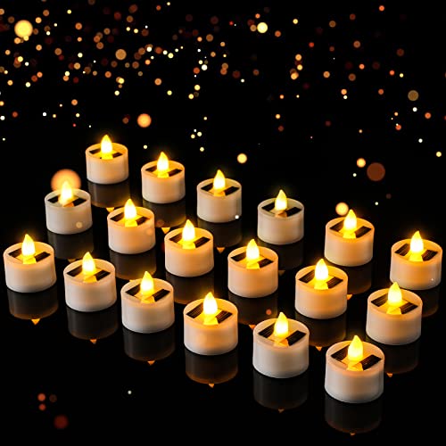 Velas solares de té para bodas y fiestas exteriores con luz parpadeante impermeable