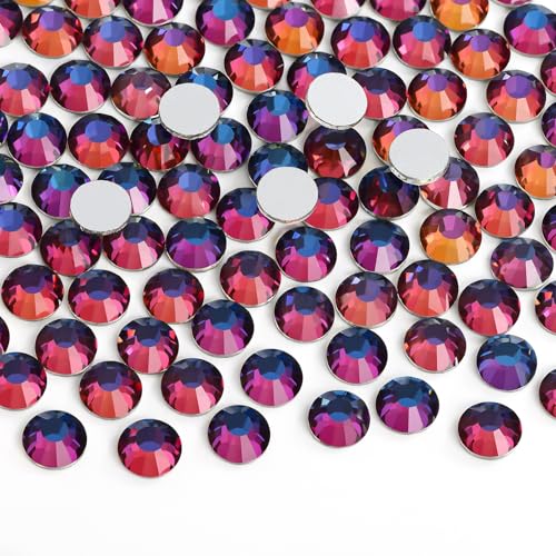 Image of Jollin Glue Fix Crystal Flatback Rhinestones Glass Diamantes Gems for Crafting Nail Art Crafts Decorations Clothes Shoes 3.2mm (ss12 1440pcs, Blue Blaze)