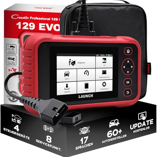 LAUNCH Europe CRP 129 EVO OBD2 Diagnosegerät Auto Auslesegerät Kfz-Diagnose EOBD Tester 4 Systemen Motor, ABS, SRS, Automatik Getriebe + 8 Service Funktionen mit Touchscreen WiFi kostenlose Update