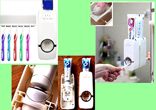 MFEIR® la dispensador de pasta de dientes automático y creativa con el estante de cepillo de dientes de Corea,Blanco