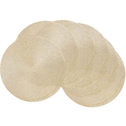 HEYOMART Round Placemats Table Mats Set of 6 Gold