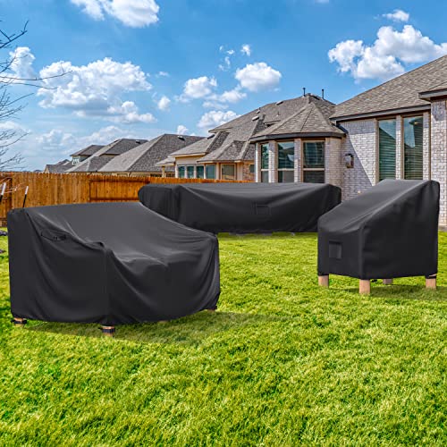BROSYDA Patio Furniture Covers, Heavy Duty Outdoor Furniture Cover Waterproof, Sectional Sofa Set Coves Table and Chair Set Covers, 62"L×42"W×28"H - Thumbnail 2