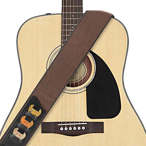 BestSounds Sangle de guitare 100 % coton, 3 logements de médiators, pour guitares basse et électriques marron - Les Beatles, Paul McCartney, John Lennon, RIngo Starr, George Harrison BestSounds Sangle de guitare 100 % coton, 3 logements de médiators, pour guitares basse et électriques marron – Image 8