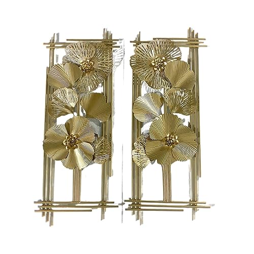 Ginkgo en métal doré déco murale grand format pour habiller le fond TV