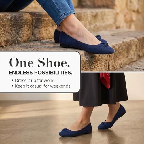 Image of Women's Flats with Knot Front Cute Ballet Flats for Women Casual or Dressy Shoes for Women Comfortable Flats Womens Shoes
