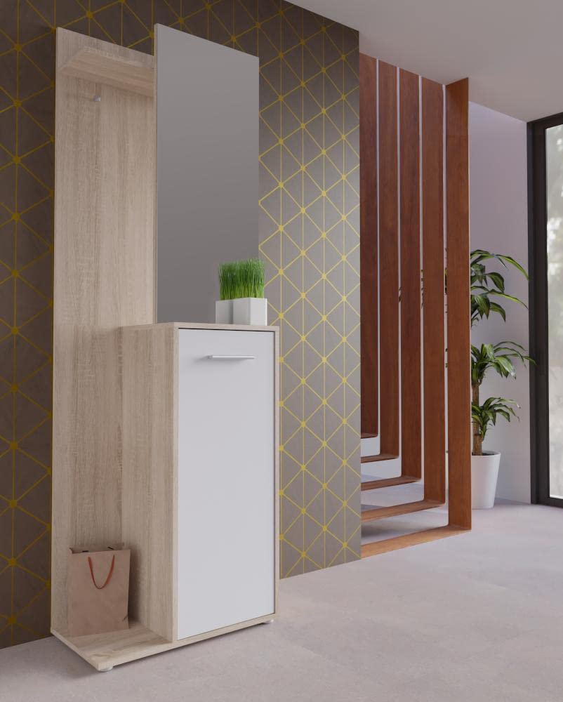 AVANTI TRENDSTORE Ariella - Guardaroba completa in legno laminato con specchio e ripiani. Mobile da ingresso, disponibile in due colorazioni. Dimensione LAP 60x198x33 cm