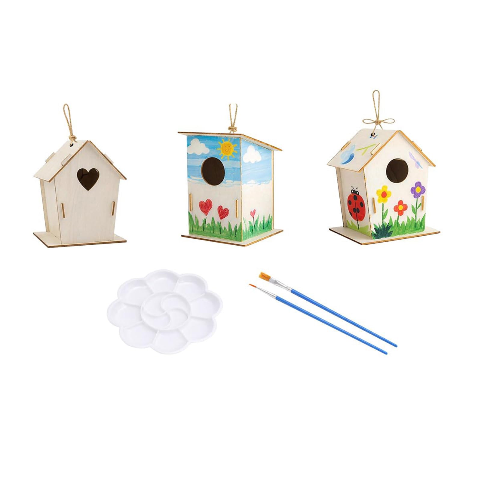 Juego de construcción de casa de pájaros de madera pintable, actividad