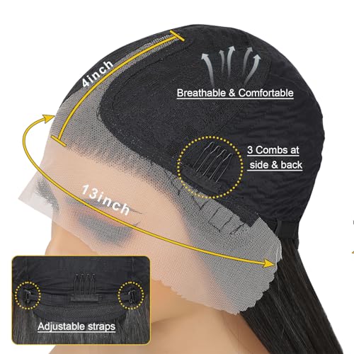 CLIONE Ombre Lace Front Wigs 24 Inch Long Straight Hair Wig For Black Women 2/30 Brown Ombre Highlight Straight Wigs Pre Plucked Synthetic HD Lace Front Wigs Wear and Go Glueless Wig for Beginners - Image 6