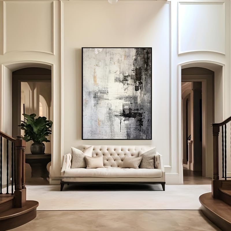 Tableau abstrait moderne de décoration murale intérieure beige 50x70 - 4
