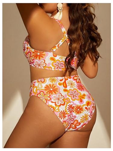 SOLY HUX Women's Plus Size Swimsuit Floral Print High Waisted Bikini Sets Two Piece Bathing Suits2