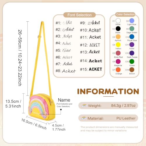 Image of Personalized Purse, Rainbow Glitter Custom Name Crossbody Bag