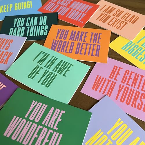 Image of Encouragement Card Pack - Set of 24 - Bold Bright Modern - Spirituality Positivity Any Occasion - 2 of Each With Envelopes