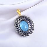 AZURFA Blue Topaz Kyanite White Topaz Pendant Necklace – 925 Sterling Silver Black Rhodium Gold Plated – Oval Marquise Round Cut Stones – Handmade Sparkling Blue Gemstone Statement Jewelry - Image 4