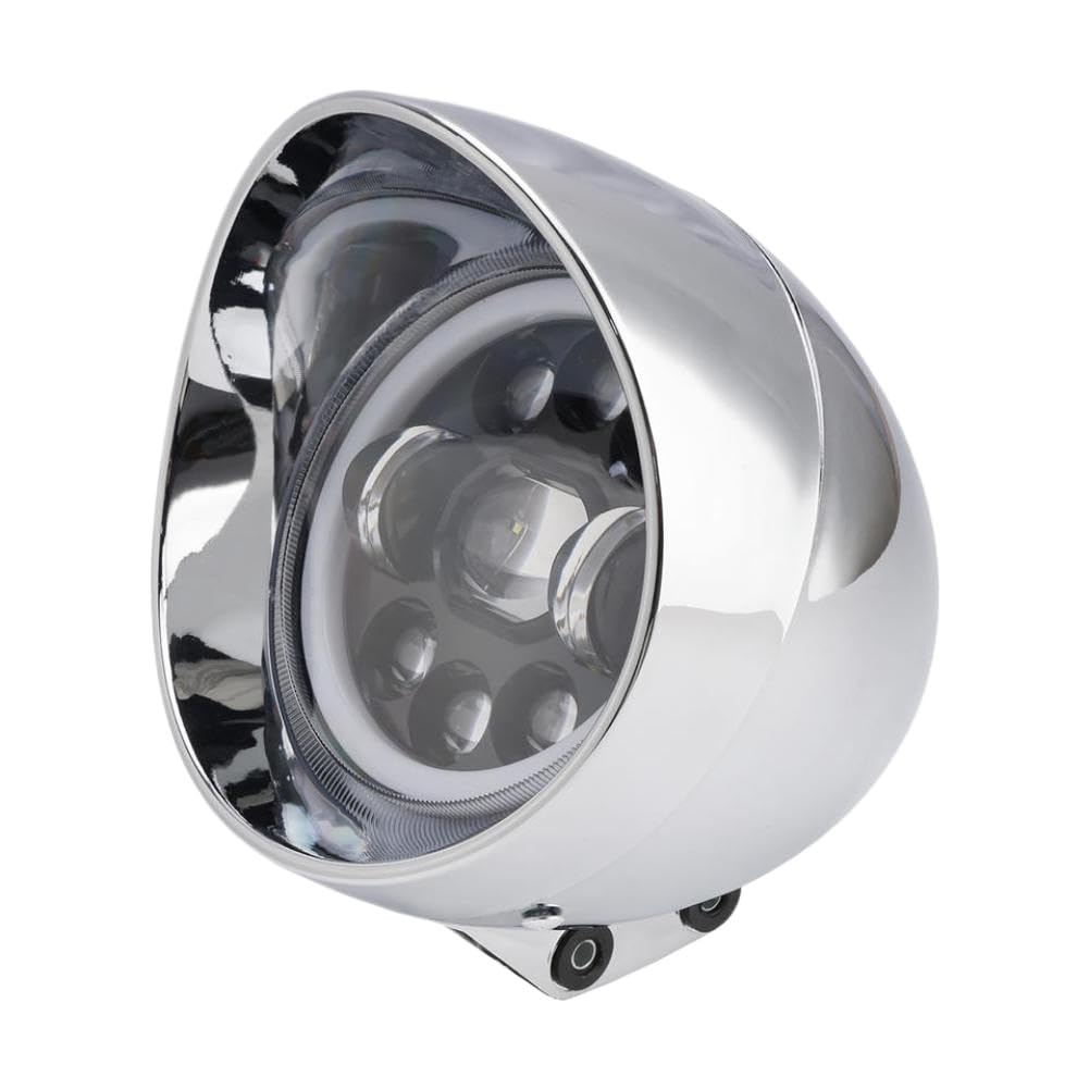 9-Bulbs Beam Headlight Fog Lamp Compatible with Racer Bobber Chopper(Chrome)
