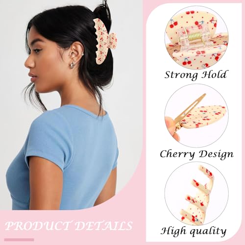 Image of 4Pcs Cherry Claw Clips for Women, Cute Unique Fruit Hair Clips whit Rhinestone for Cherry-Themed Gifts Hair Accessories
