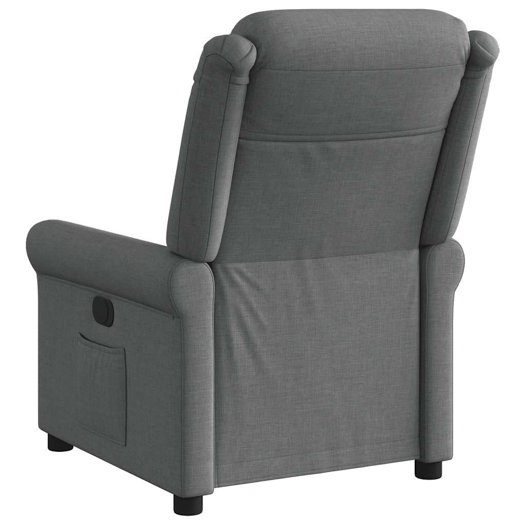Fotel relaksacyjny, ciemnoszary, materiał regulowany, z podnóżkiem i oparciem, ergonomiczny, do salonu, sypialni, biura, z drewnianą metalową ramą, wygodny fotel do czytania i relaksu