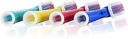Miniatura 4 de Cabezales de cepillo para niños compatibles con cepillo de dientes Oral-B, colores rojo, azul, amarillo y verde azulado, niños a partir de 3 años,