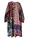 NFYM Women's Trench Coat Long Cotton Linen Floral Print Jacket Cottagecore Clothing Patchwork Outwear Each Piece Unique (Vintage, XL)