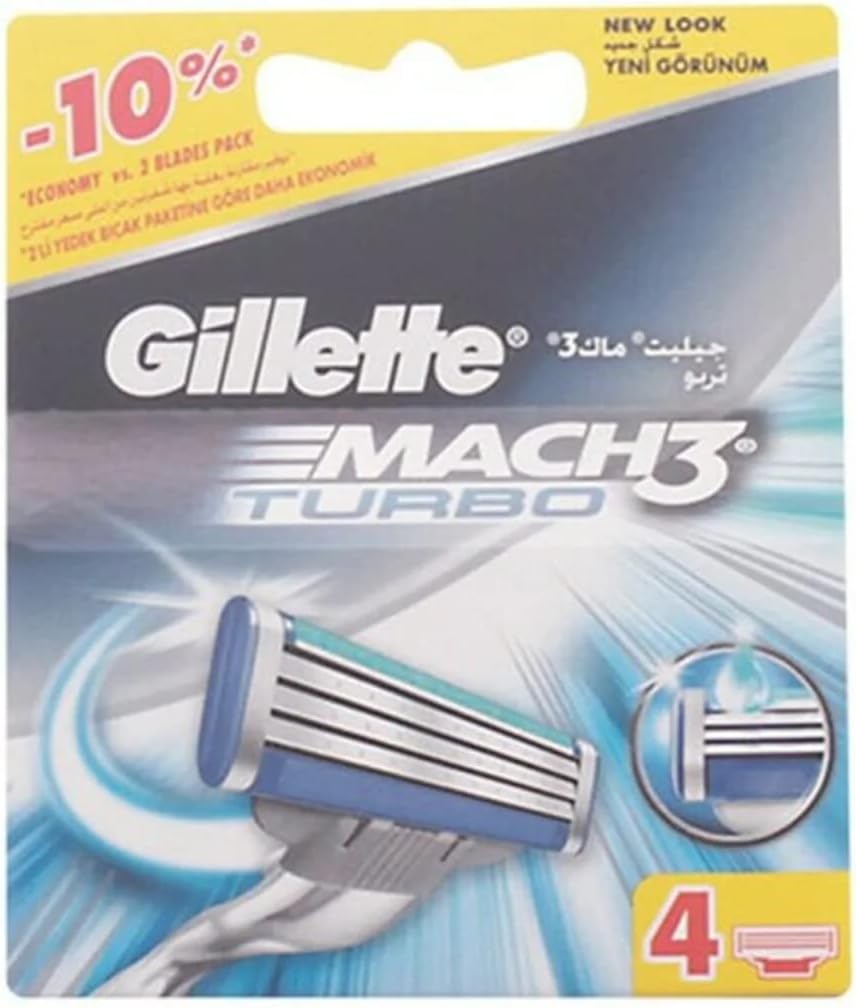 Gillette Mach3 Turbo Pack of 4 Spare Blades