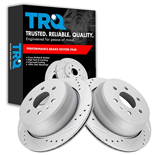 TRQ Performance Rear Drilled Slotted Coated Brake Rotor Set for Colorado Canyon