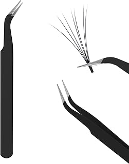 FADVAN Lash Cluster Tweezers, Stainless Steel Curved Tip Tweezer, 0.6mm Point tweezers for DIY Lashes, Nail Art, Sticker, Jewelry-Making